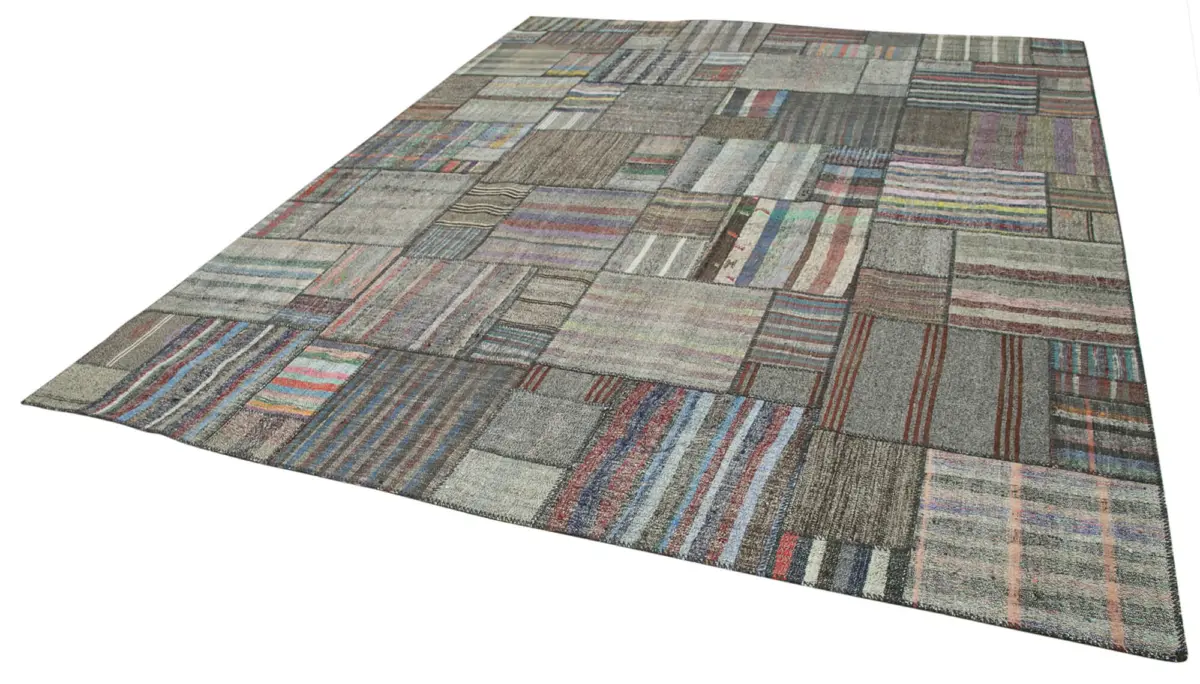 Chaput Patchwork Multi Renk Pamuk Üzerine Yün El Dokuma Kilim-328x414 - Görsel 3