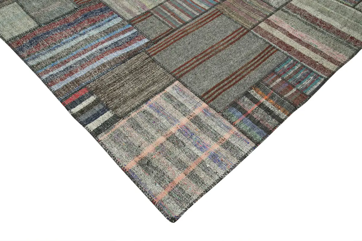 Chaput Patchwork Multi Renk Pamuk Üzerine Yün El Dokuma Kilim-328x414 - Görsel 4