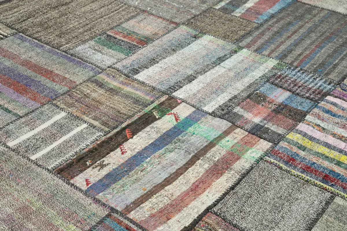 Chaput Patchwork Multi Renk Pamuk Üzerine Yün El Dokuma Kilim-328x414 - Görsel 5