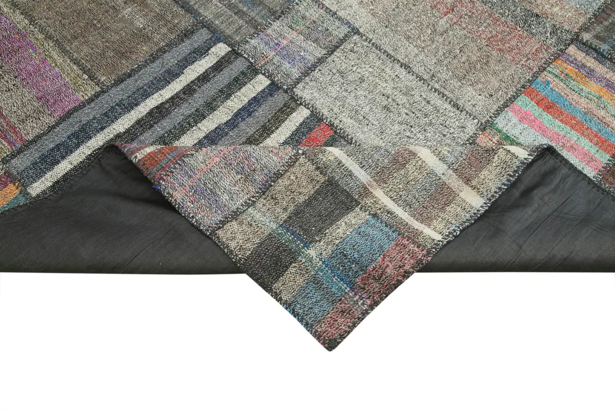 Chaput Patchwork Multi Renk Pamuk Üzerine Yün El Dokuma Kilim-328x414 - Görsel 6