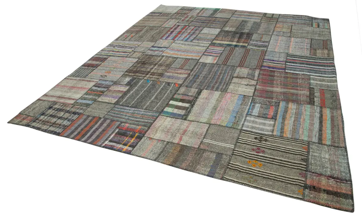 Chaput Patchwork Multi Renk Pamuk Üzerine Yün El Dokuma Kilim-330x415 - Görsel 3