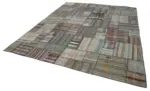Chaput Patchwork Multi Renk Pamuk Üzerine Yün El Dokuma Kilim-330x415 - Görsel 3