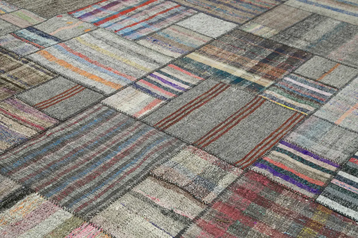 Chaput Patchwork Multi Renk Pamuk Üzerine Yün El Dokuma Kilim-330x415 - Görsel 5
