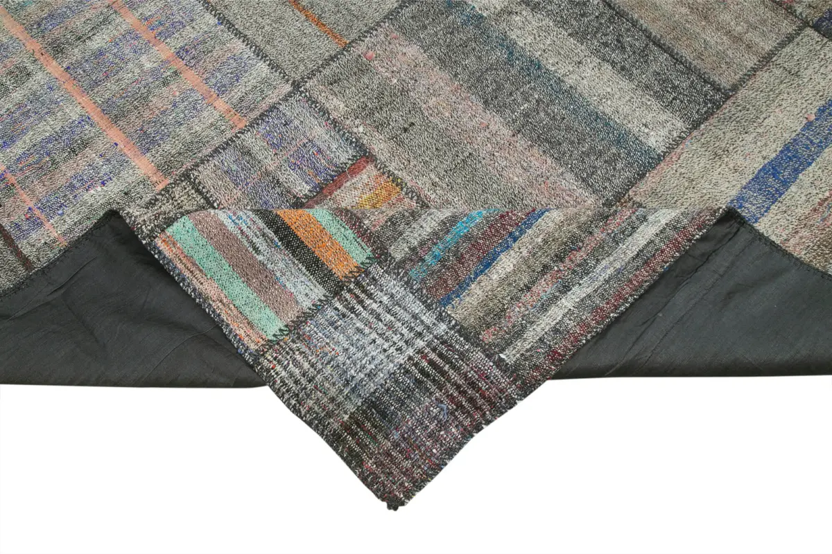 Chaput Patchwork Multi Renk Pamuk Üzerine Yün El Dokuma Kilim-330x415 - Görsel 6