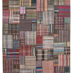 Chaput Patchwork Multi Renk Pamuk Üzerine Yün El Dokuma Kilim-327x405