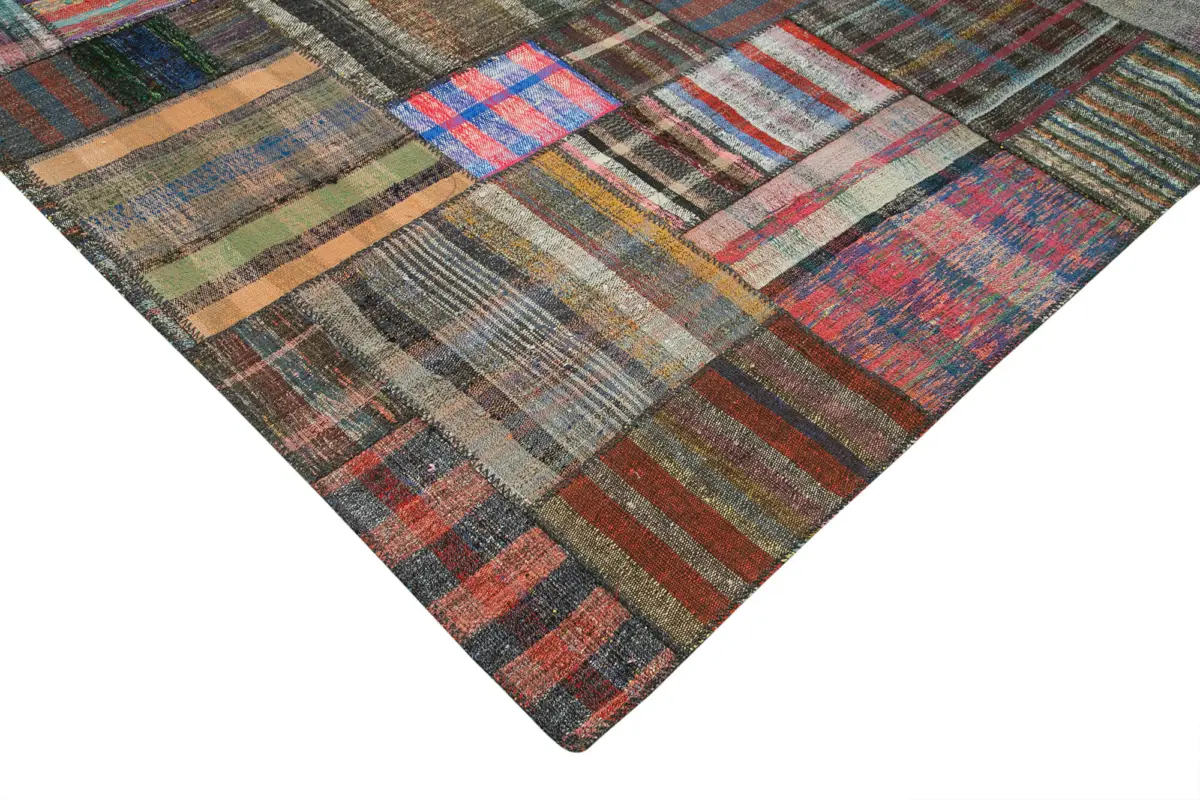 Chaput Patchwork Multi Renk Pamuk Üzerine Yün El Dokuma Kilim-327x405 - Görsel 4