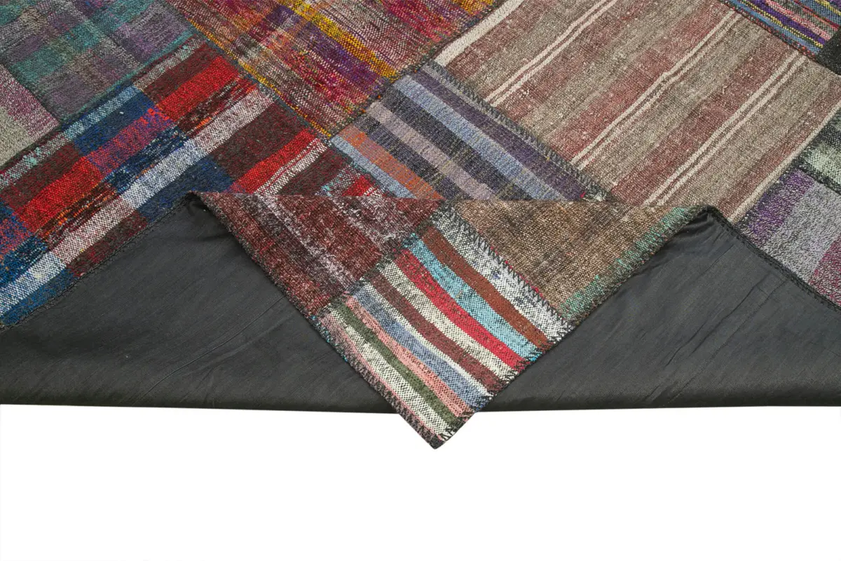 Chaput Patchwork Multi Renk Pamuk Üzerine Yün El Dokuma Kilim-327x405 - Görsel 6