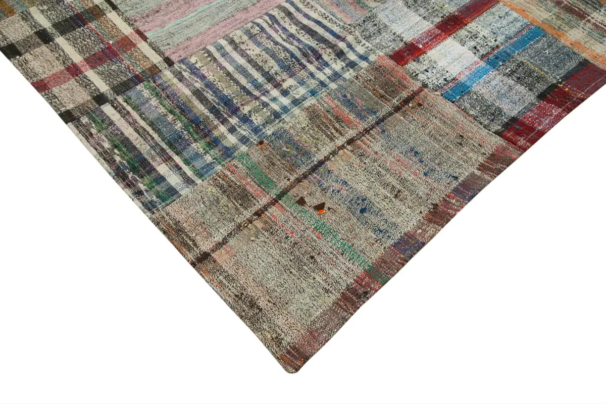 Chaput Patchwork Multi Renk Pamuk Üzerine Yün El Dokuma Kilim-267x358 - Görsel 4