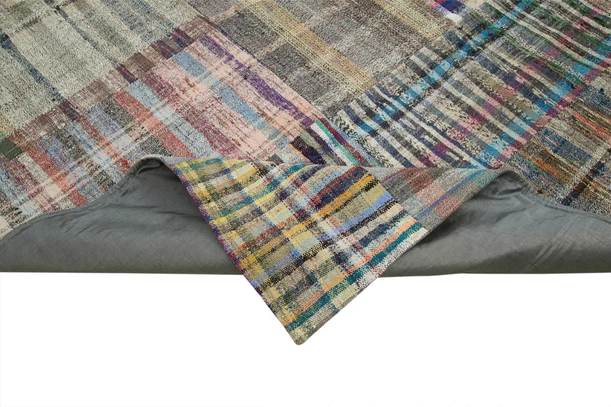 Chaput Patchwork Multi Renk Pamuk Üzerine Yün El Dokuma Kilim-267x358 - Görsel 6