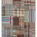 Chaput Patchwork Multi Renk Pamuk Üzerine Yün El Dokuma Kilim-265x359
