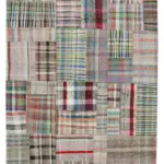 Chaput Patchwork Multi Renk Pamuk Üzerine Yün El Dokuma Kilim-265x355
