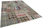 Chaput Patchwork Multi Renk Pamuk Üzerine Yün El Dokuma Kilim-265x355 - Görsel 2