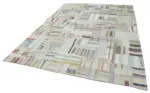 Chaput Patchwork Bej Renk Pamuk Üzerine Yün El Dokuma Kilim-244x351 - Görsel 3