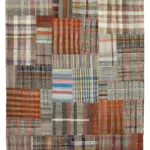 Chaput Patchwork Multi Renk Pamuk Üzerine Yün El Dokuma Kilim-265x361