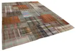 Chaput Patchwork Multi Renk Pamuk Üzerine Yün El Dokuma Kilim-265x361 - Görsel 2