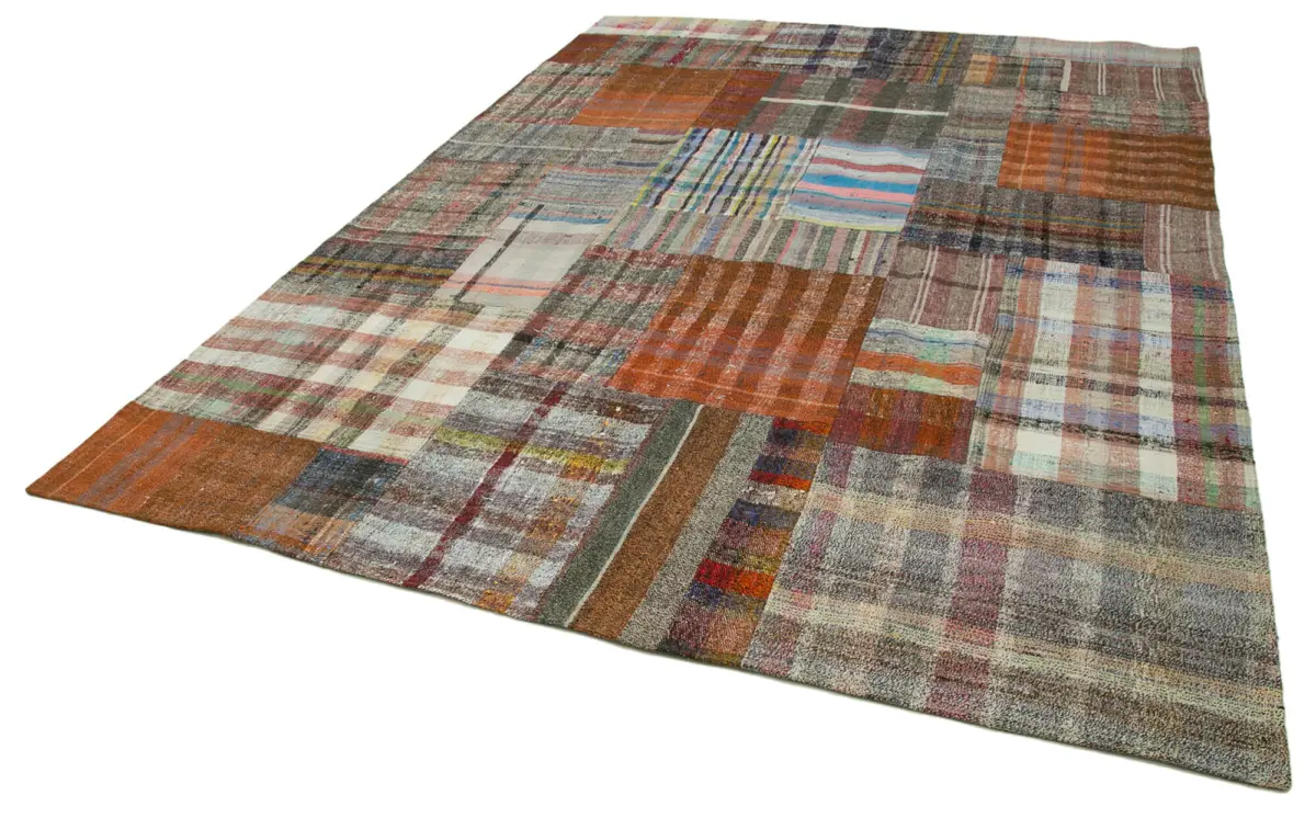 Chaput Patchwork Multi Renk Pamuk Üzerine Yün El Dokuma Kilim-265x361 - Görsel 3
