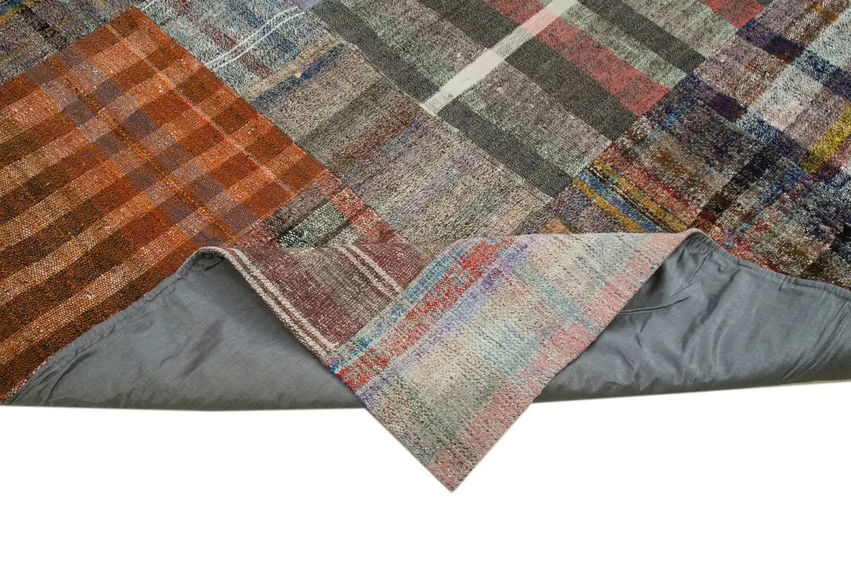Chaput Patchwork Multi Renk Pamuk Üzerine Yün El Dokuma Kilim-265x361 - Görsel 6