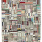 Chaput Patchwork Multi Renk Pamuk Üzerine Yün El Dokuma Kilim-241x351