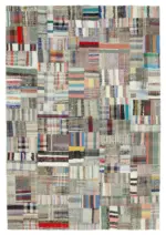 Chaput Patchwork Multi Renk Pamuk Üzerine Yün El Dokuma Kilim-241x351