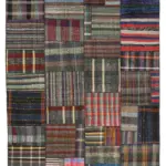 Chaput Patchwork Multi Renk Pamuk Üzerine Yün El Dokuma Kilim-250x362