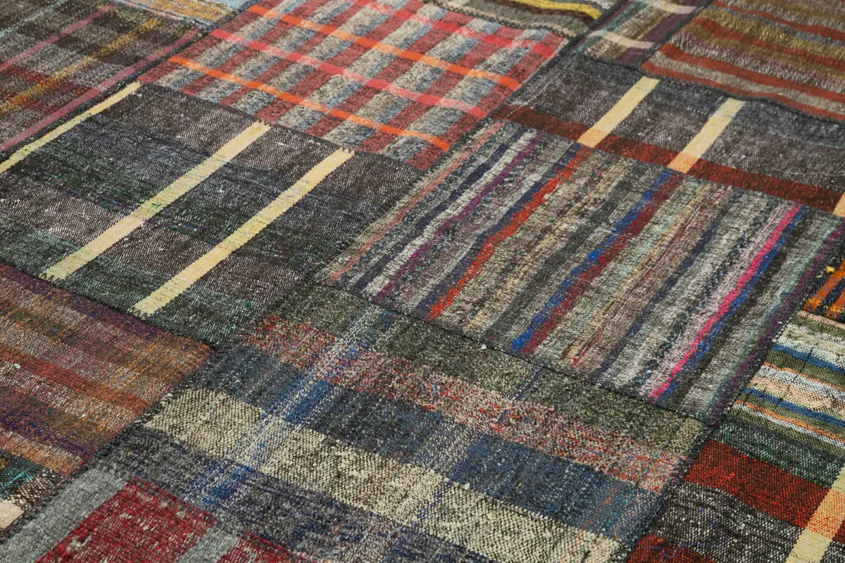 Chaput Patchwork Multi Renk Pamuk Üzerine Yün El Dokuma Kilim-250x362 - Görsel 5
