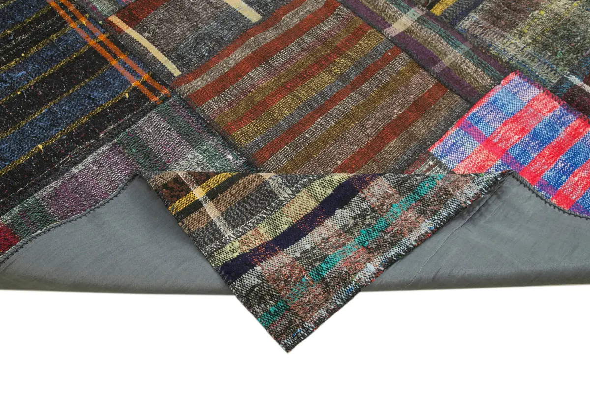 Chaput Patchwork Multi Renk Pamuk Üzerine Yün El Dokuma Kilim-250x362 - Görsel 6