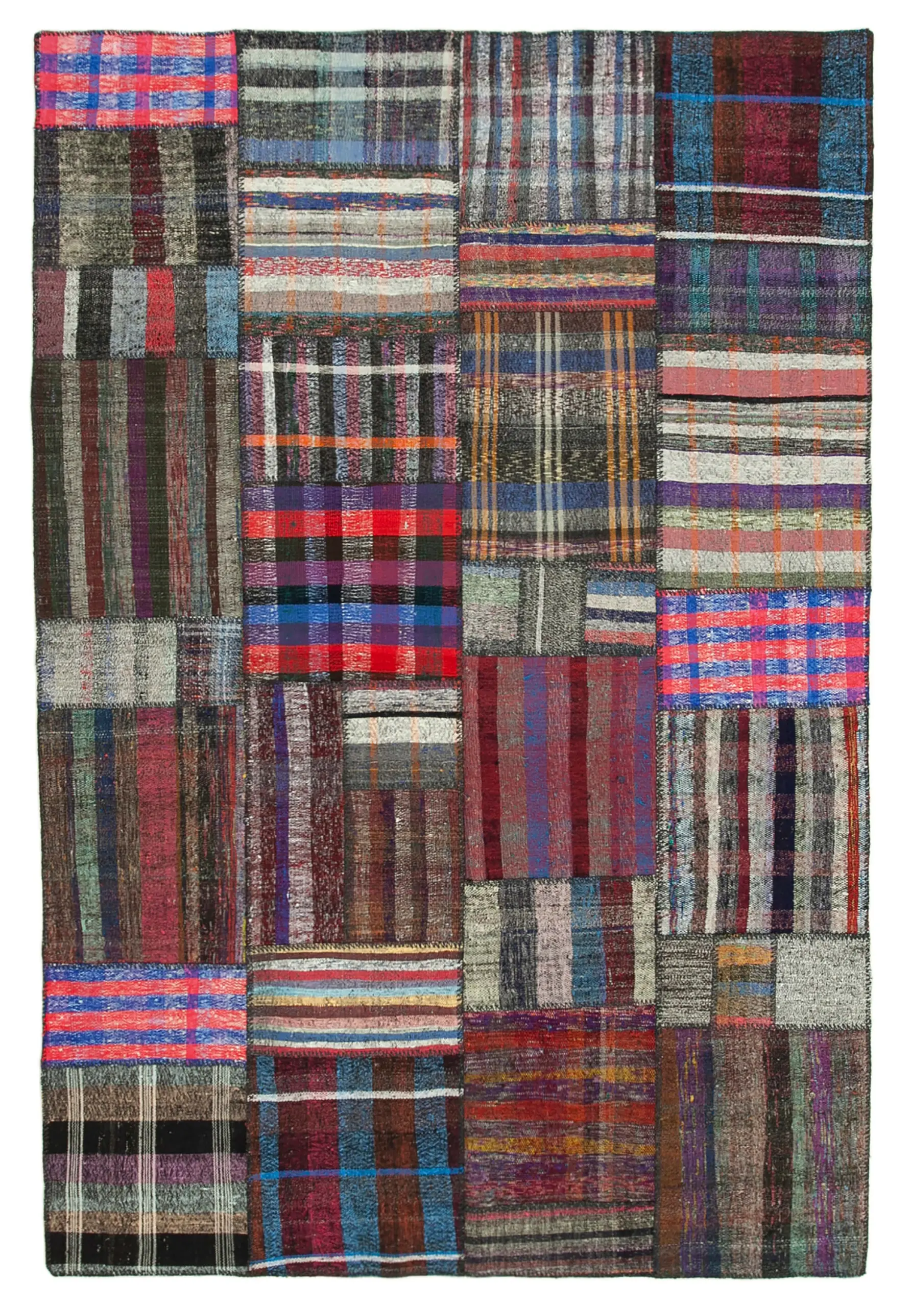 Rc_36987_1_Multicolor_Oriental_Kilim_Patchwork_Rugs Chaput Patchwork Multi Renk Pamuk Üzerine Yün El Dokuma Kilim-207x310 - Görsel 1