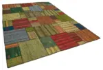 Chaput Patchwork Multi Renk Pamuk Üzerine Yün El Dokuma Kilim-248x352 - Görsel 2