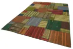 Chaput Patchwork Multi Renk Pamuk Üzerine Yün El Dokuma Kilim-248x352 - Görsel 3