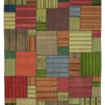 Chaput Patchwork Multi Renk Pamuk Üzerine Yün El Dokuma Kilim-250x352