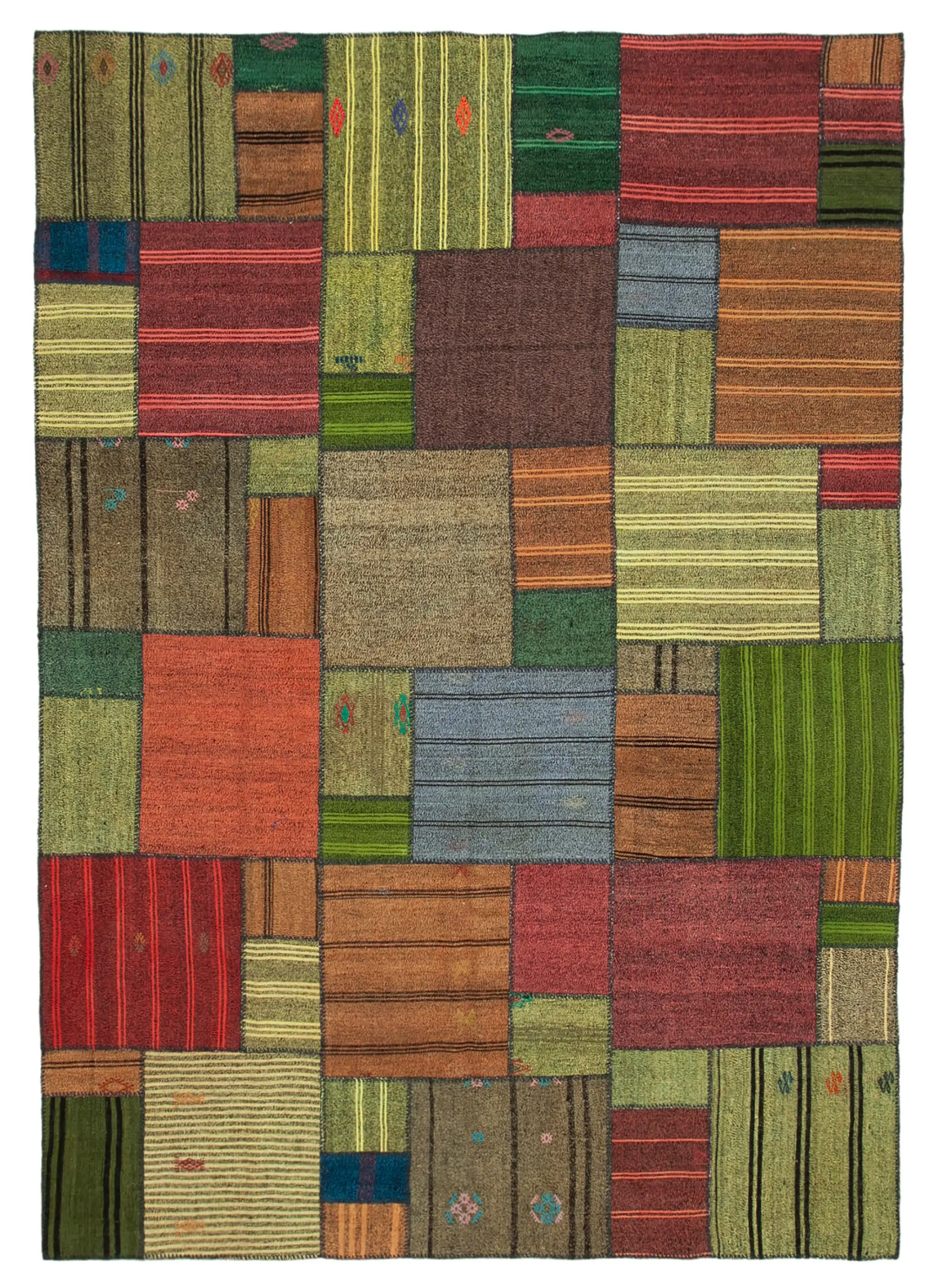 Rc_36989_1_Multicolor_Oriental_Kilim_Patchwork_Rugs Chaput Patchwork Multi Renk Pamuk Üzerine Yün El Dokuma Kilim-250x352 - Görsel 1
