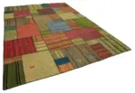 Chaput Patchwork Multi Renk Pamuk Üzerine Yün El Dokuma Kilim-250x352 - Görsel 2