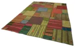 Chaput Patchwork Multi Renk Pamuk Üzerine Yün El Dokuma Kilim-250x352 - Görsel 3