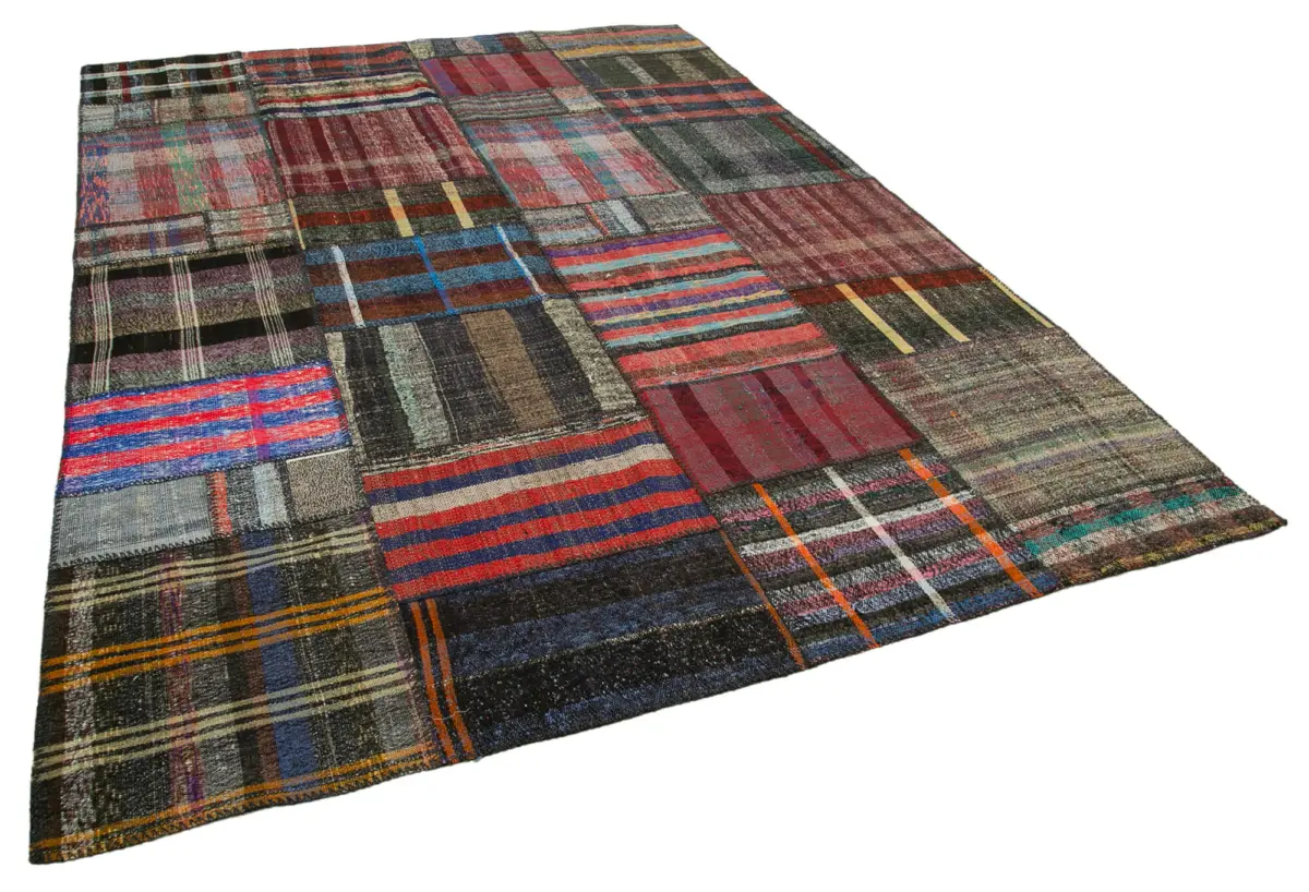 Chaput Patchwork Multi Renk Pamuk Üzerine Yün El Dokuma Kilim-224x310 - Görsel 2
