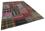 Chaput Patchwork Multi Renk Pamuk Üzerine Yün El Dokuma Kilim-224x310 - Görsel 2