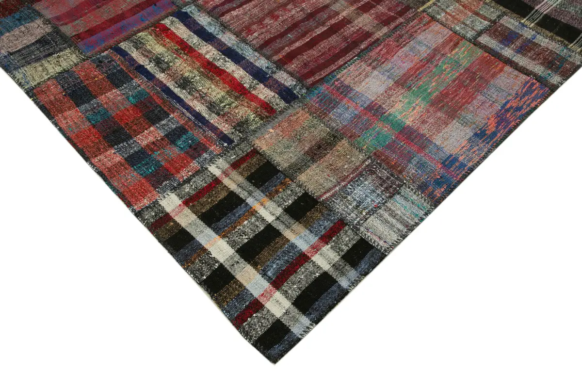 Chaput Patchwork Multi Renk Pamuk Üzerine Yün El Dokuma Kilim-224x310 - Görsel 4