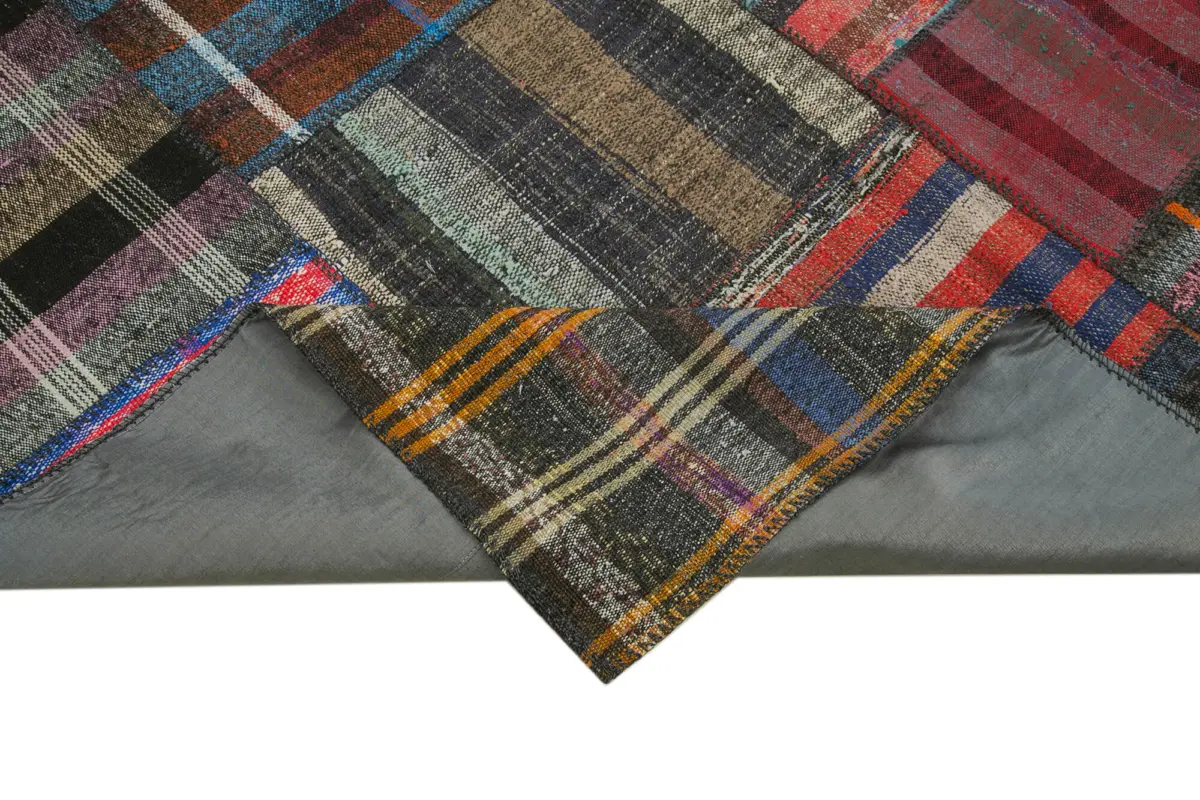 Chaput Patchwork Multi Renk Pamuk Üzerine Yün El Dokuma Kilim-224x310 - Görsel 6