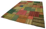 Chaput Patchwork Multi Renk Pamuk Üzerine Yün El Dokuma Kilim-250x352 - Görsel 3