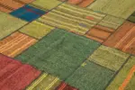 Chaput Patchwork Multi Renk Pamuk Üzerine Yün El Dokuma Kilim-250x352 - Görsel 5