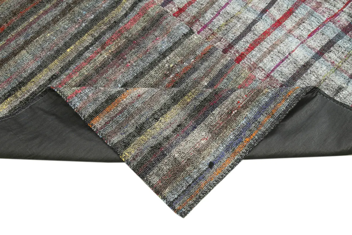 Chaput Patchwork Multi Renk Pamuk Üzerine Yün El Dokuma Kilim-249x360 - Görsel 6