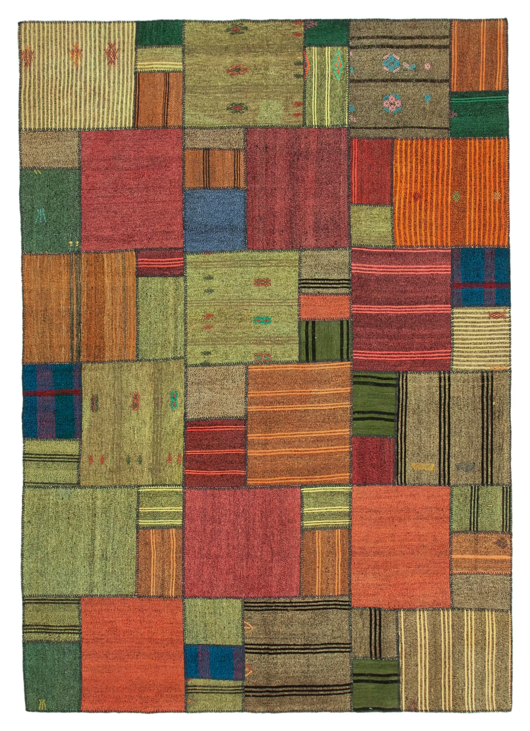 Rc_36994_1_Multicolor_Oriental_Kilim_Patchwork_Rugs Chaput Patchwork Multi Renk Pamuk Üzerine Yün El Dokuma Kilim-248x351 - Görsel 1