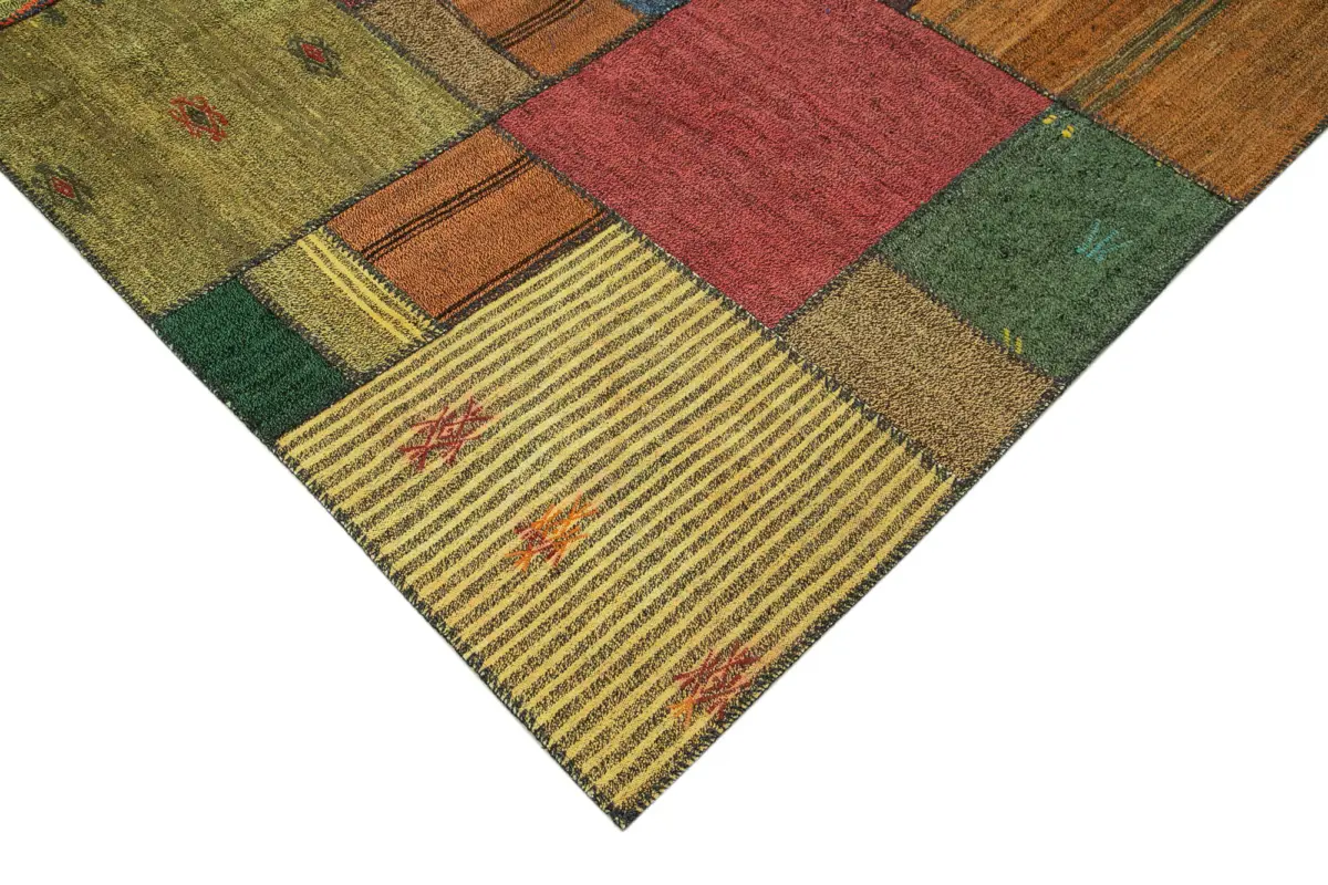 Chaput Patchwork Multi Renk Pamuk Üzerine Yün El Dokuma Kilim-248x351 - Görsel 4