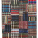 Chaput Patchwork Multi Renk Pamuk Üzerine Yün El Dokuma Kilim-249x361