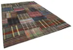 Chaput Patchwork Multi Renk Pamuk Üzerine Yün El Dokuma Kilim-249x361 - Görsel 2