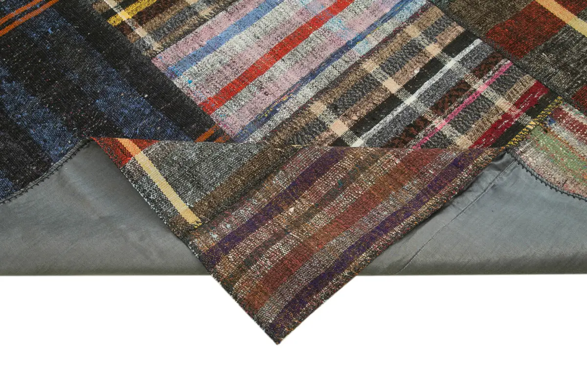 Chaput Patchwork Multi Renk Pamuk Üzerine Yün El Dokuma Kilim-249x361 - Görsel 6