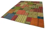 Chaput Patchwork Multi Renk Pamuk Üzerine Yün El Dokuma Kilim-249x354 - Görsel 3