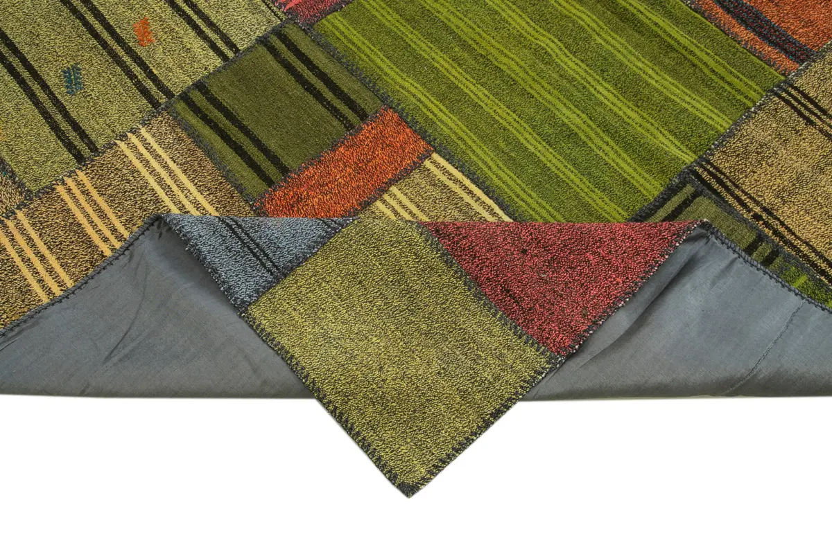 Chaput Patchwork Multi Renk Pamuk Üzerine Yün El Dokuma Kilim-249x354 - Görsel 6