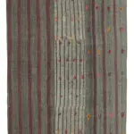 Chaput Patchwork Gri Renk Pamuk Üzerine Yün El Dokuma Kilim-251x360