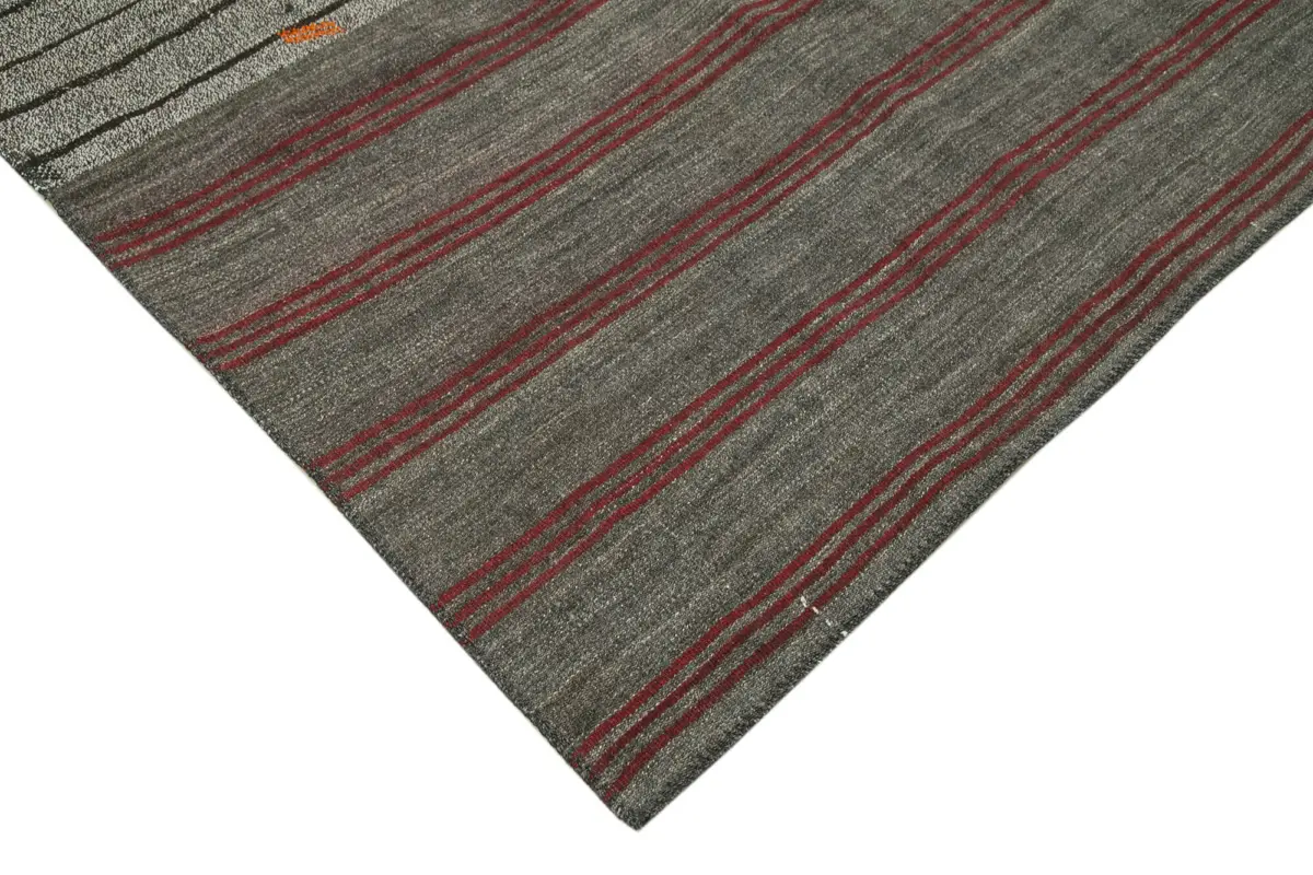 Chaput Patchwork Gri Renk Pamuk Üzerine Yün El Dokuma Kilim-251x360 - Görsel 4