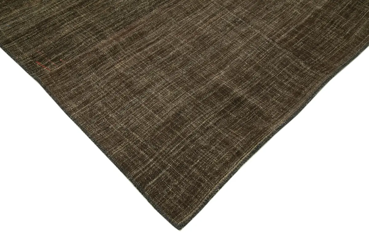 Kıl Çizgili Kahverengi Keçi Kılı İpliğinden El Dokuma Kilim-238x360 - Görsel 4
